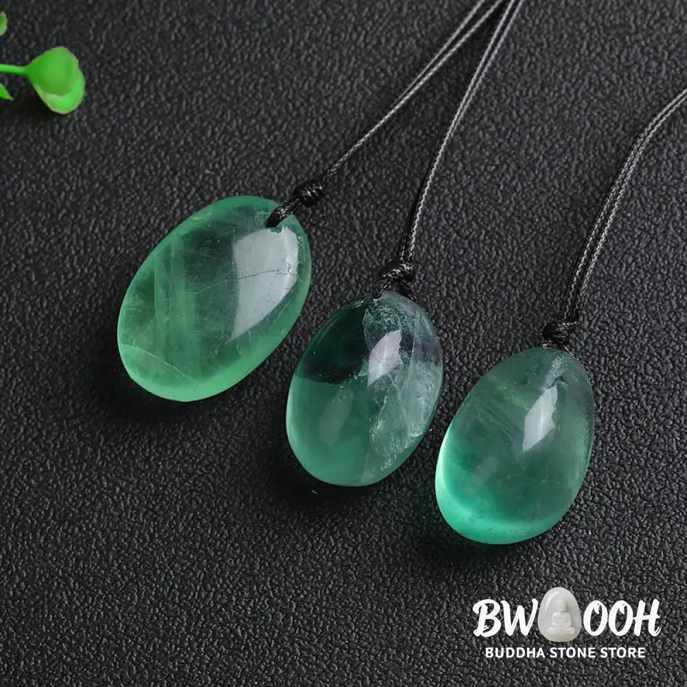 Buddha Stones Green Fluorite Power Necklace Pendant - BWOOOH - Green Fluorite(Natural Stone Random Shape) - Necklaces &amp;