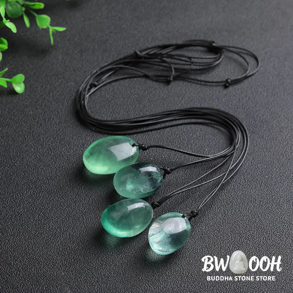 Buddha Stones Green Fluorite Power Necklace Pendant - BWOOOH - Green Fluorite(Natural Stone Random Shape) - Necklaces &
