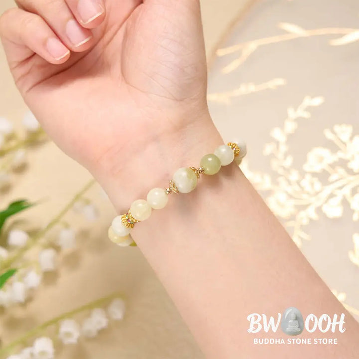 Buddha Stones Green Grape Color Jade Abundance Bracelet - BWOOOH - Jade(Wrist Circumference: 14-16cm) - Bracelet