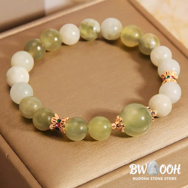 Buddha Stones Green Grape Color Jade Abundance Bracelet - BWOOOH - Jade(Wrist Circumference: 14-16cm) - Bracelet
