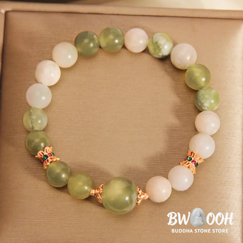Buddha Stones Green Grape Color Jade Abundance Bracelet - BWOOOH - Jade(Wrist Circumference: 14-16cm) - Bracelet