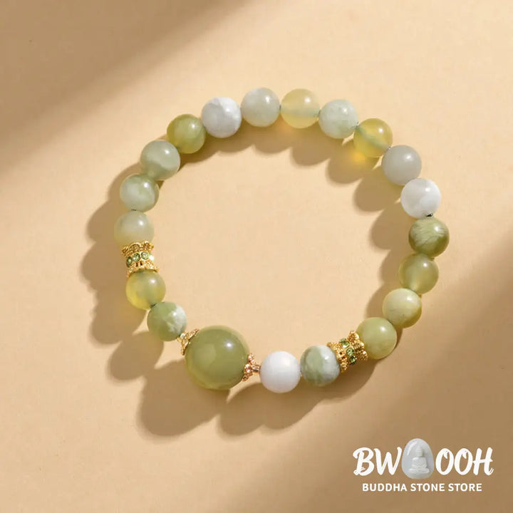 Buddha Stones Green Grape Color Jade Abundance Bracelet - BWOOOH - Jade(Wrist Circumference: 14-16cm) - Bracelet