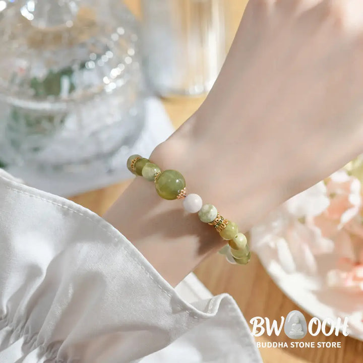Buddha Stones Green Grape Color Jade Abundance Bracelet - BWOOOH - Jade(Wrist Circumference: 14-16cm) - Bracelet