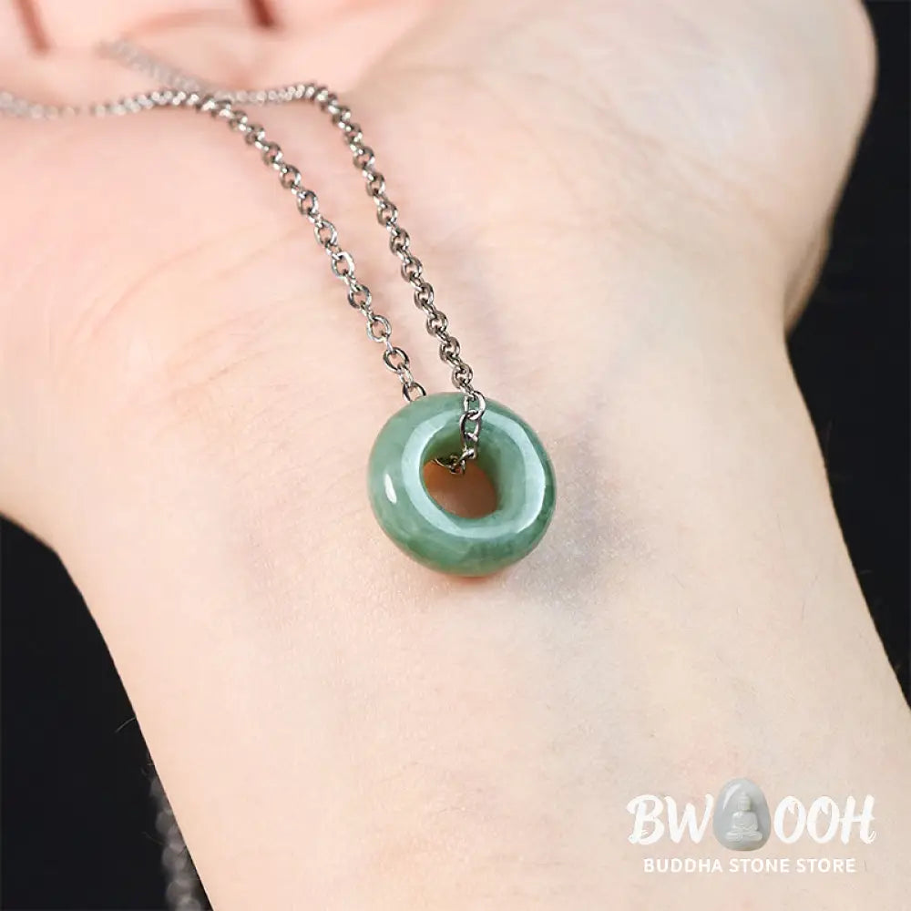 Buddha Stones Green Jade Peace Buckle Abacus Luck Necklace Pendant - Necklaces &amp; Pendants