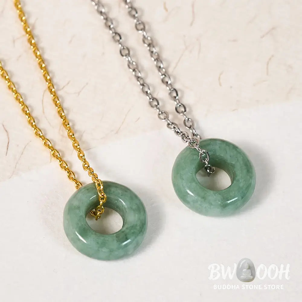 Buddha Stones Green Jade Peace Buckle Abacus Luck Necklace Pendant - Necklaces &amp; Pendants
