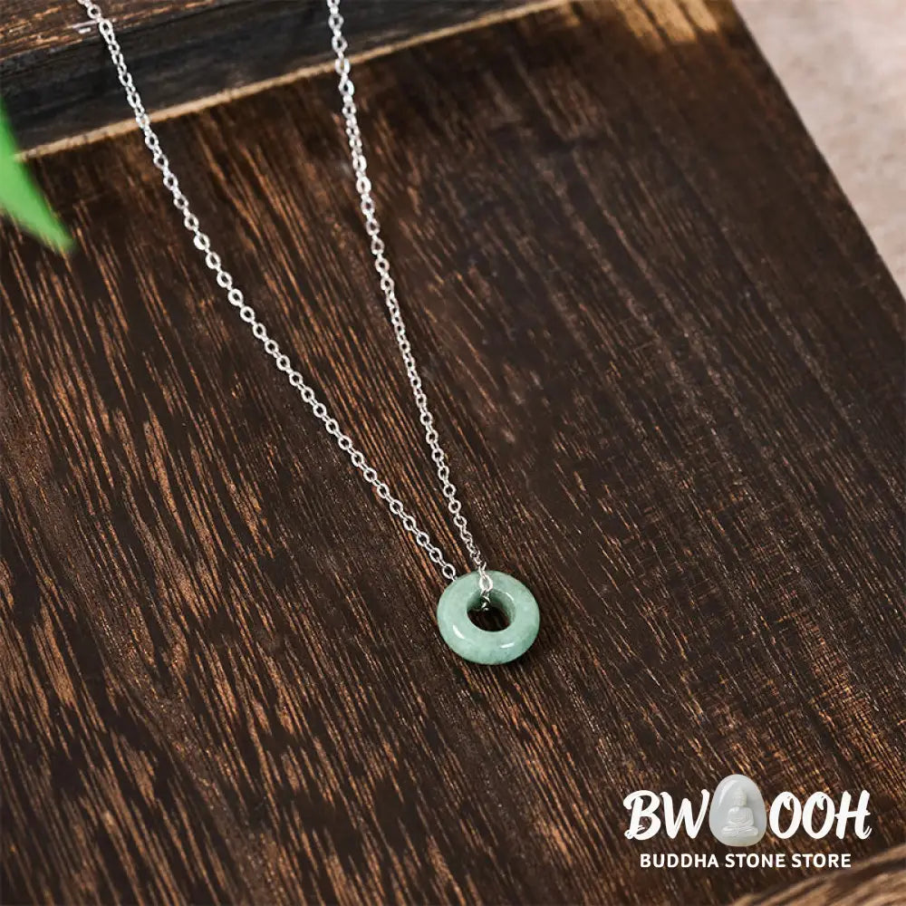 Buddha Stones Green Jade Peace Buckle Abacus Luck Necklace Pendant - Necklaces &amp; Pendants