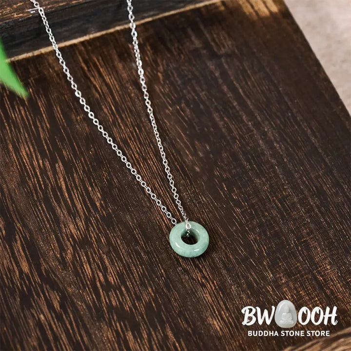 Buddha Stones Green Jade Peace Buckle Abacus Luck Necklace Pendant - Necklaces &amp; Pendants