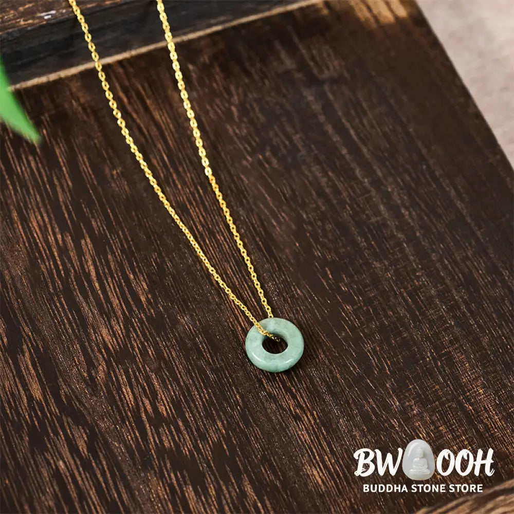 Buddha Stones Green Jade Peace Buckle Abacus Luck Necklace Pendant - Necklaces &amp; Pendants