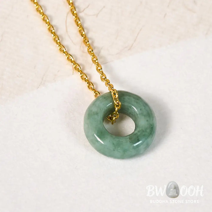 Buddha Stones Green Jade Peace Buckle Abacus Luck Necklace Pendant - Necklaces &amp; Pendants