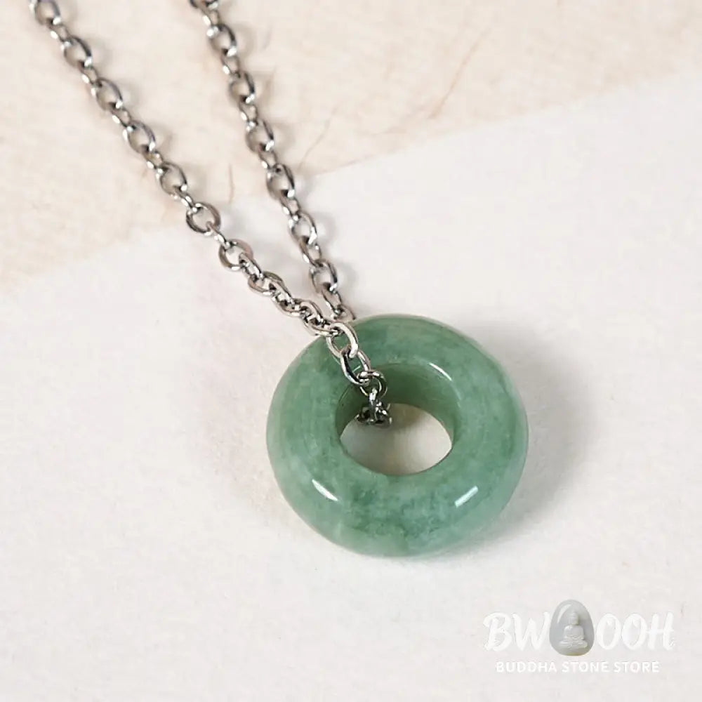 Buddha Stones Green Jade Peace Buckle Abacus Luck Necklace Pendant - Necklaces &amp; Pendants