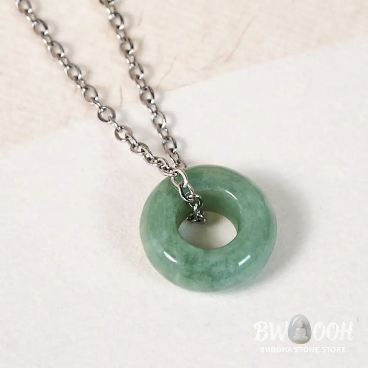 Buddha Stones Green Jade Peace Buckle Abacus Luck Necklace Pendant - Necklaces &amp; Pendants