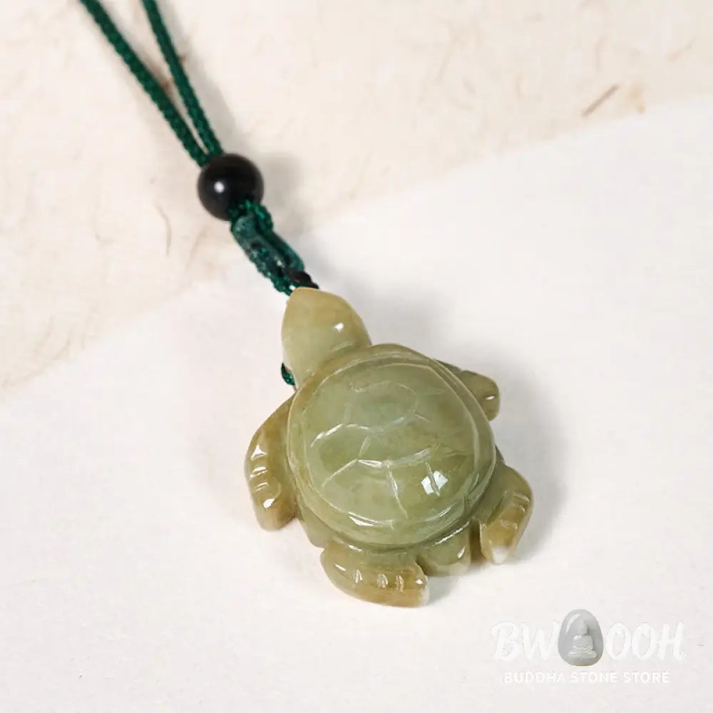 Buddha Stones Green Jade Turtle Prosperity Necklace Pendant - BWOOOH - Natural Jade(Color May Vary) - Necklaces &amp;