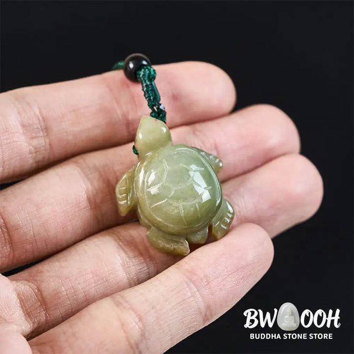 Buddha Stones Green Jade Turtle Prosperity Necklace Pendant - BWOOOH - Natural Jade(Color May Vary) - Necklaces &amp;