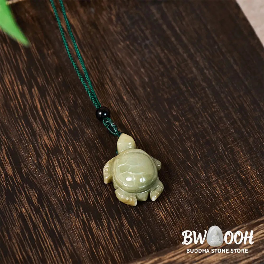 Buddha Stones Green Jade Turtle Prosperity Necklace Pendant - BWOOOH - Natural Jade(Color May Vary) - Necklaces &amp;