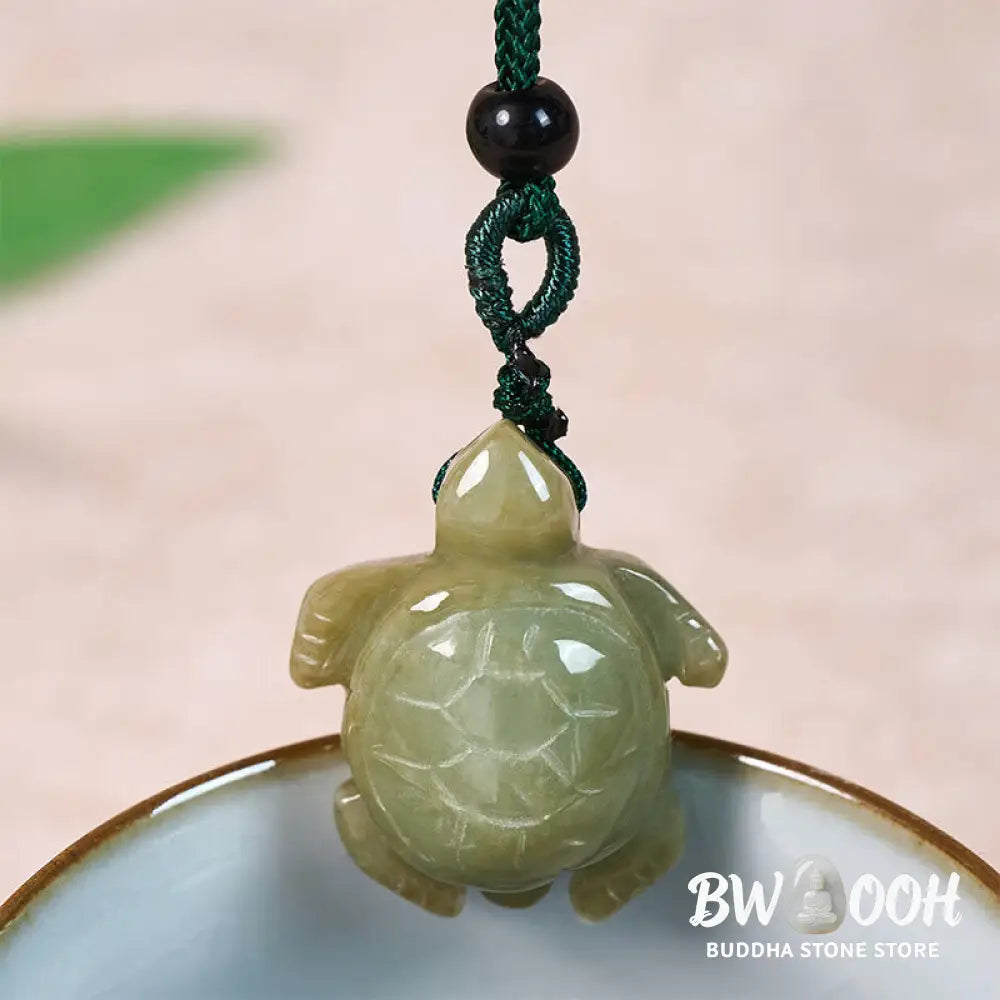 Buddha Stones Green Jade Turtle Prosperity Necklace Pendant - BWOOOH - Natural Jade(Color May Vary) - Necklaces &