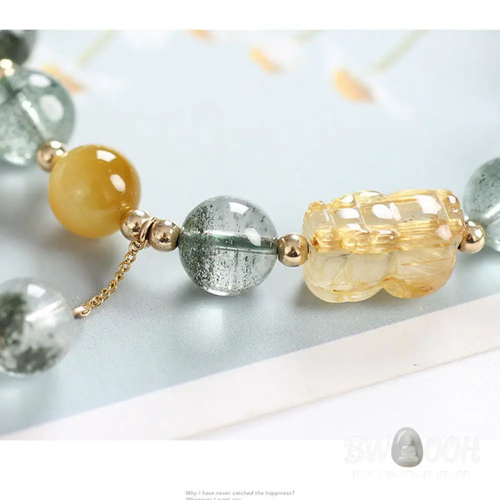 Buddha Stones Green Phantom Citrine PiXiu Confidence Bracelet - Green Phantom&amp;Citrine - Bracelet
