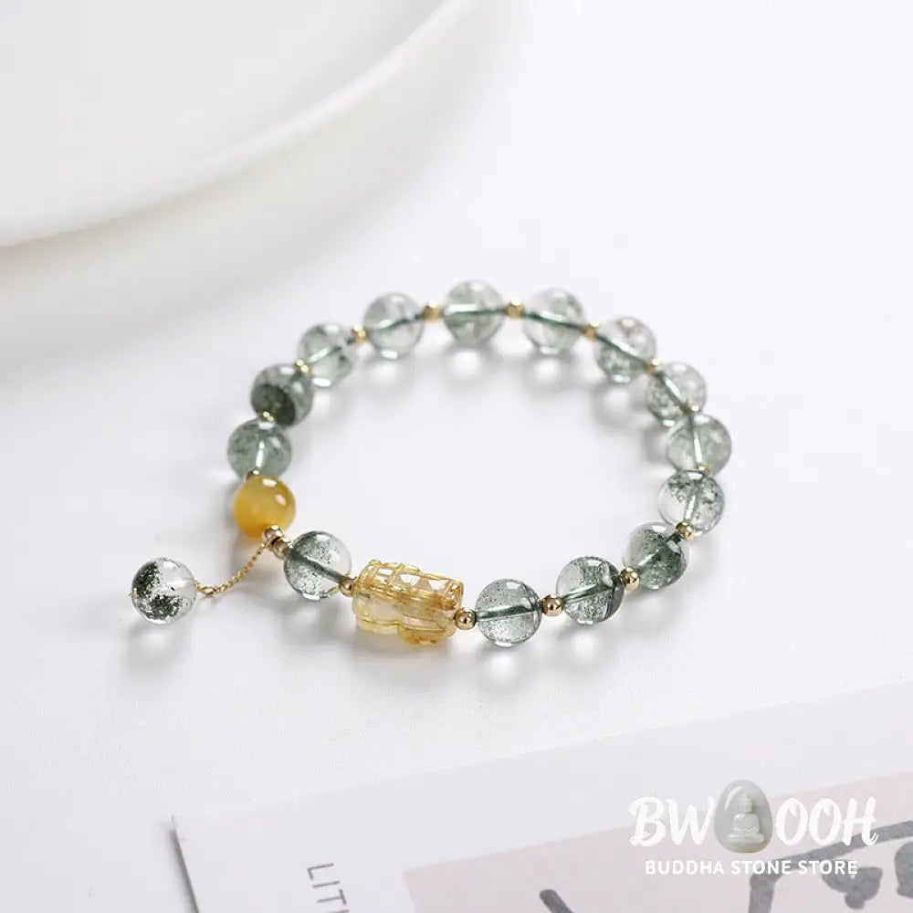 Buddha Stones Green Phantom Citrine PiXiu Confidence Bracelet - Green Phantom&amp;Citrine - Bracelet