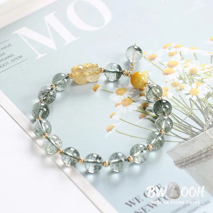 Buddha Stones Green Phantom Citrine PiXiu Confidence Bracelet - Green Phantom&amp;Citrine - Bracelet