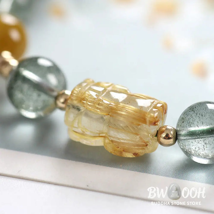 Buddha Stones Green Phantom Citrine PiXiu Confidence Bracelet - Green Phantom&amp;Citrine - Bracelet
