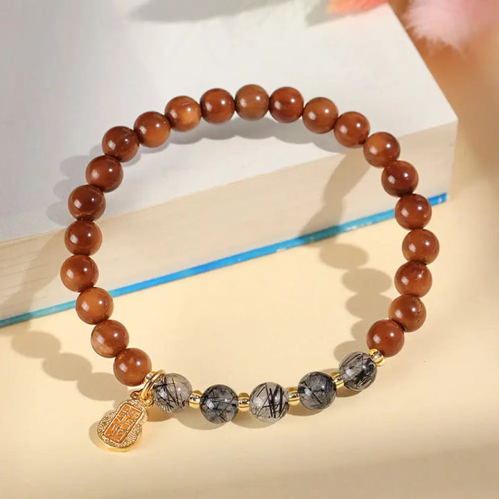 Buddha Stones Green Phantom Citrine Rutilated Quartz Super Seven Crystal Confidence Bracelet - BWOOOH - Black Rutilated