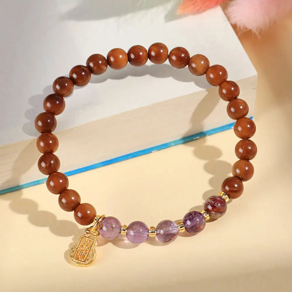 Buddha Stones Green Phantom Citrine Rutilated Quartz Super Seven Crystal Confidence Bracelet - BWOOOH - Purple Phantom