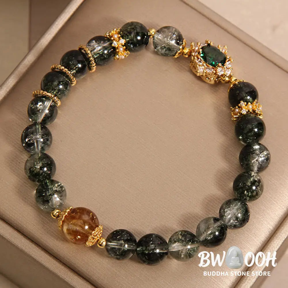 Buddha Stones Green Phantom Green Crystal Confidence Bracelet - BWOOOH - Green Phantom Green Crystal Citrine(Wrist