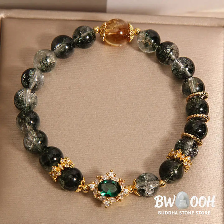 Buddha Stones Green Phantom Green Crystal Confidence Bracelet - BWOOOH - Green Phantom Green Crystal Citrine(Wrist