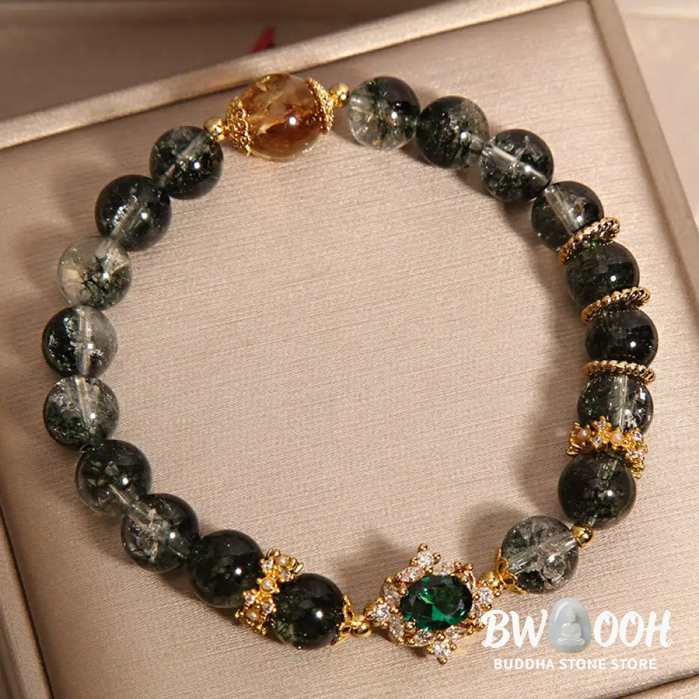 Buddha Stones Green Phantom Green Crystal Confidence Bracelet - BWOOOH - Green Phantom Green Crystal Citrine(Wrist