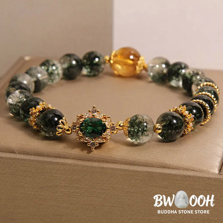 Buddha Stones Green Phantom Green Crystal Confidence Bracelet - BWOOOH - Green Phantom Green Crystal Citrine(Wrist
