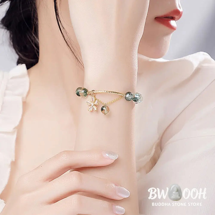 Buddha Stones Green Phantom Crystal Confidence Charm Bracelet - BWOOOH - Bracelet