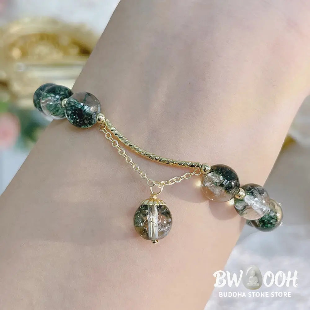 Buddha Stones Green Phantom Crystal Confidence Charm Bracelet - BWOOOH - Bracelet