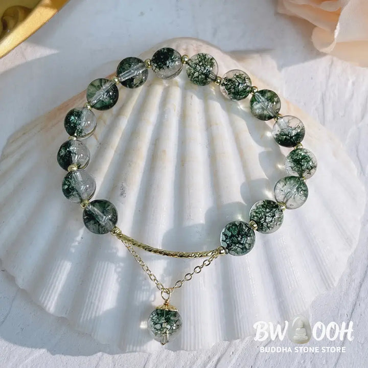 Buddha Stones Green Phantom Crystal Confidence Charm Bracelet - BWOOOH - Bracelet