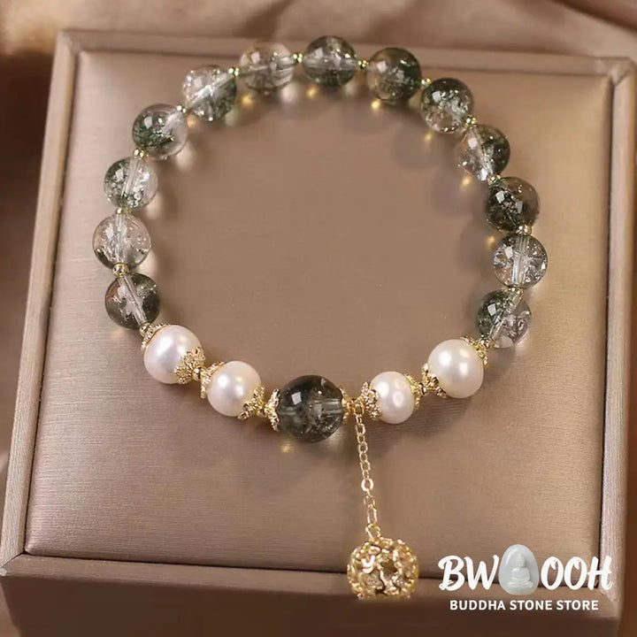 Buddha Stones Green Phantom Pearl Self-acceptance Charm Bracelet - BWOOOH - Green Phantom - Bracelet