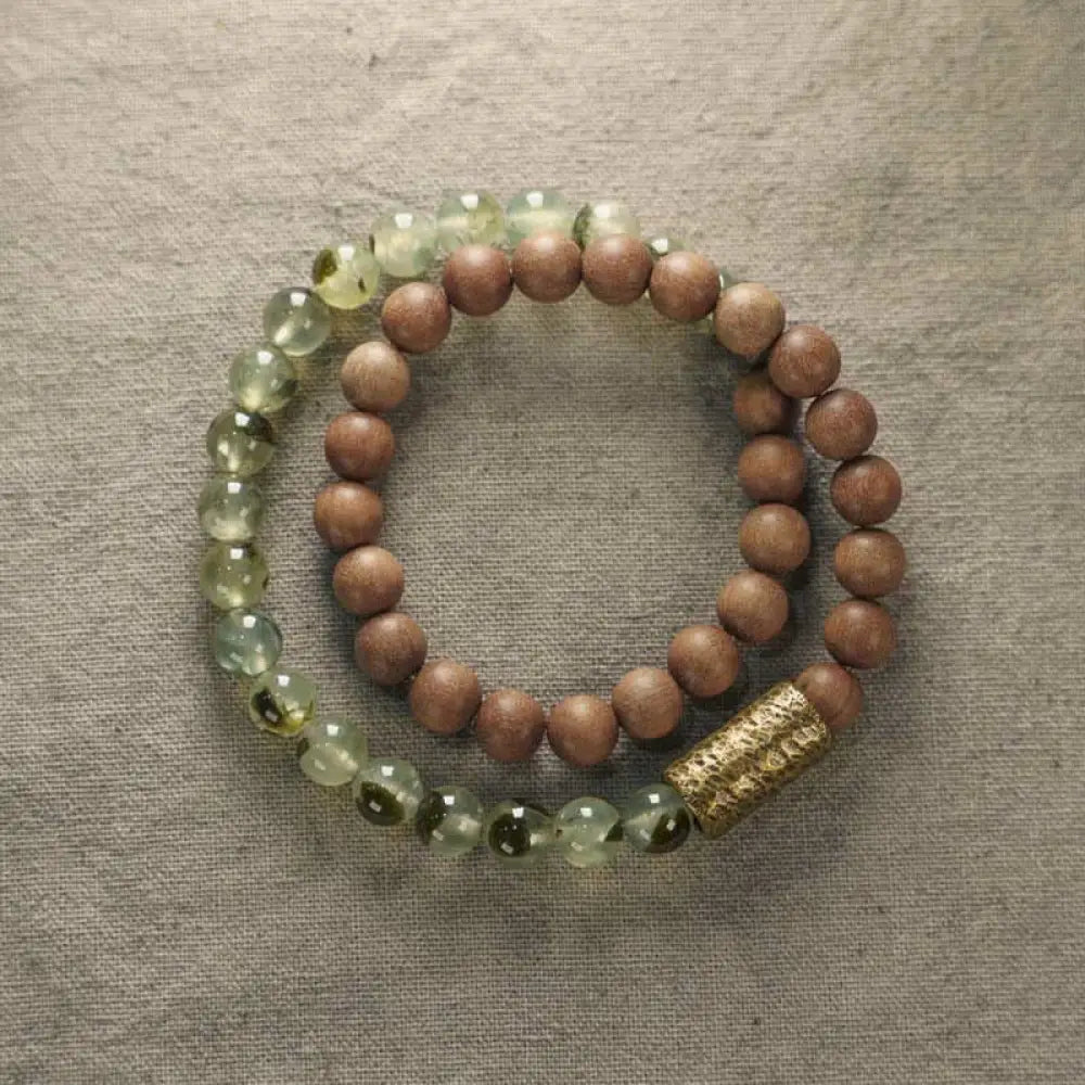 BWOOOH Green Rutilated Quartz Natural Sandalwood Purification Bracelet - BWOOOH - Bracelet