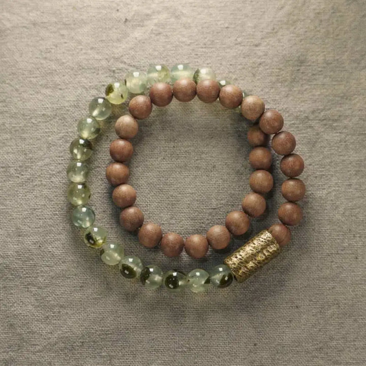 BWOOOH Green Rutilated Quartz Natural Sandalwood Purification Bracelet - BWOOOH - Bracelet