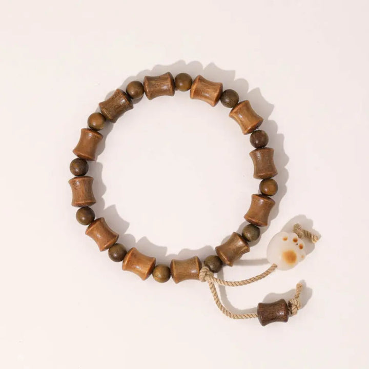 BWOOOH Green Sandalwood Bodhi Seed Cat Claw Bamboo Peace Bracelet - BWOOOH - Green Sandalwood(Wrist