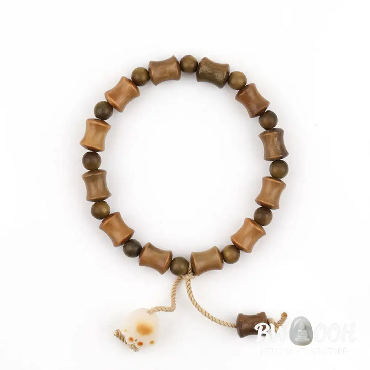 Buddha Stones Green Sandalwood Bodhi Seed Cat Claw Bamboo Peace Bracelet - BWOOOH - Green Sandalwood(Wrist