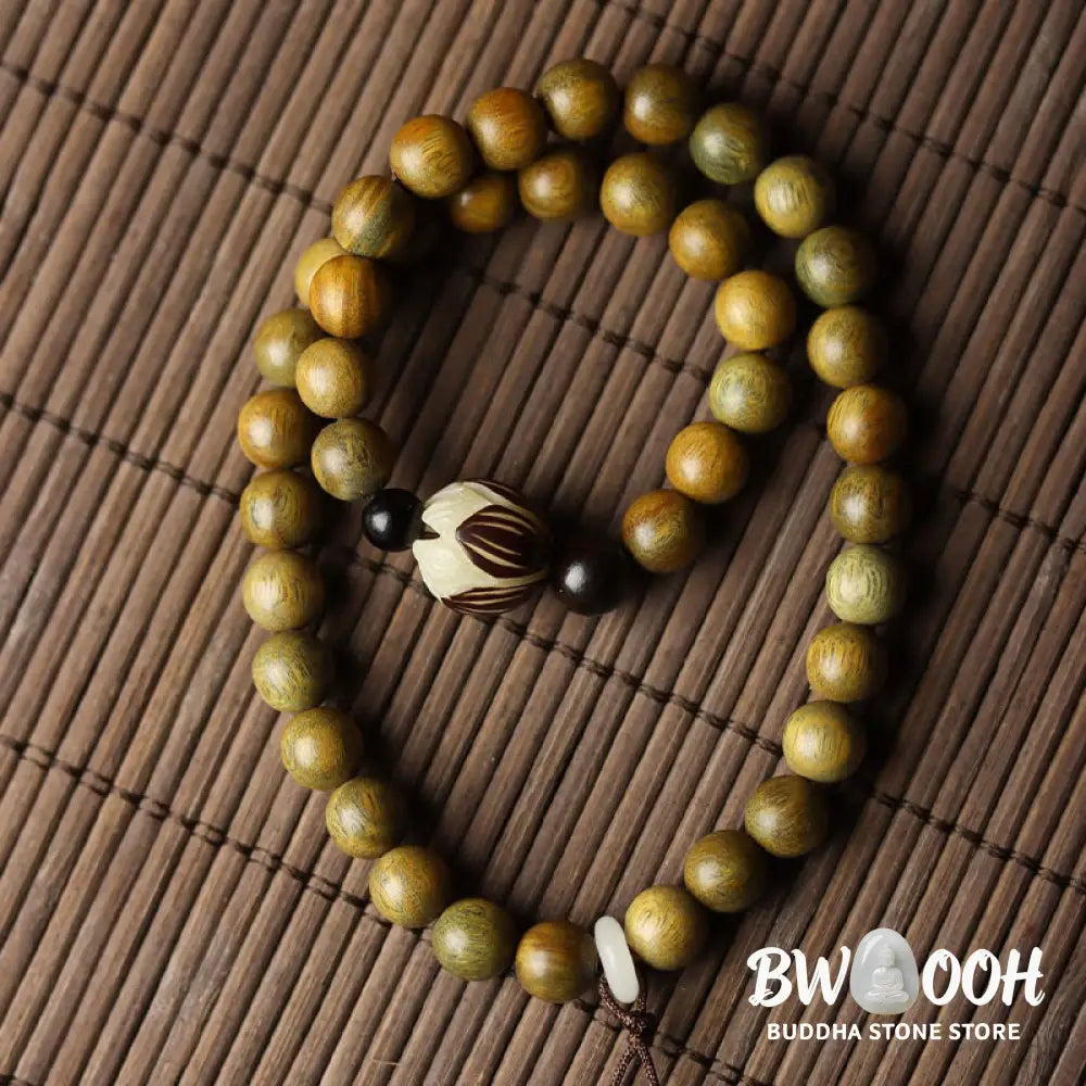 BWOOOH Green Sandalwood Bodhi Seed Lotus Soothing Double Wrap Bracelet - Green Sandalwood(Cure♥Positive)