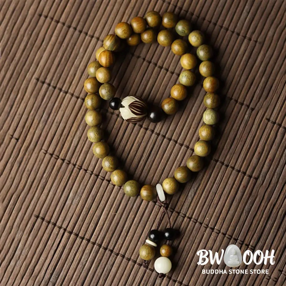 BWOOOH Green Sandalwood Bodhi Seed Lotus Soothing Double Wrap Bracelet - Green Sandalwood(Cure♥Positive)