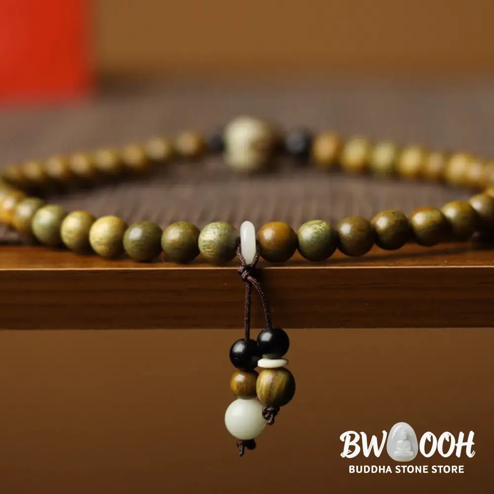 BWOOOH Green Sandalwood Bodhi Seed Lotus Soothing Double Wrap Bracelet - Green Sandalwood(Cure♥Positive)