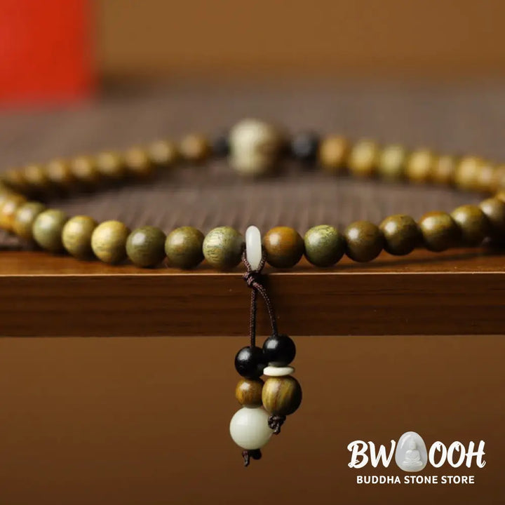 BWOOOH Green Sandalwood Bodhi Seed Lotus Soothing Double Wrap Bracelet - Green Sandalwood(Cure♥Positive)