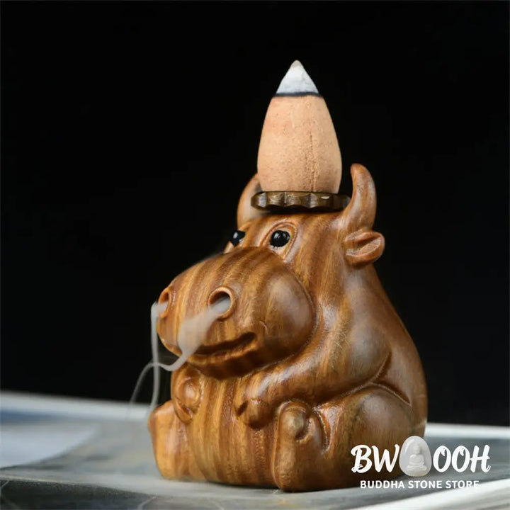 BWOOOH Green Sandalwood Cute Calf Pattern Meditation Backflow Incense Burner Decoration - Green Sandalwood Calf
