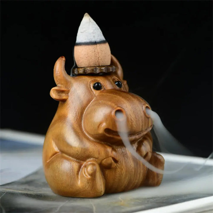 BWOOOH Green Sandalwood Cute Calf Pattern Meditation Backflow Incense Burner Decoration - Green Sandalwood Calf
