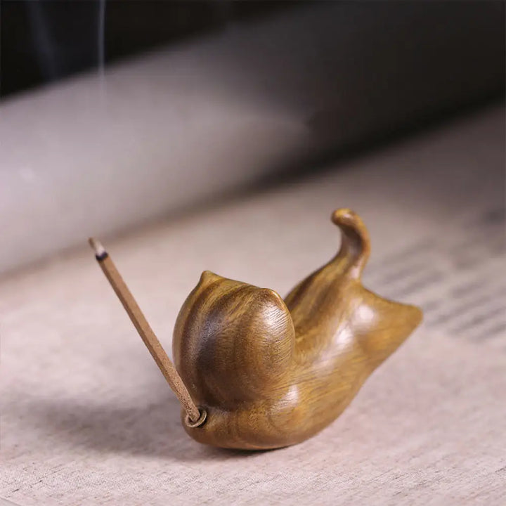 BWOOOH handcrafted incense burner - Green Sandalwood Cute Cat Pattern S