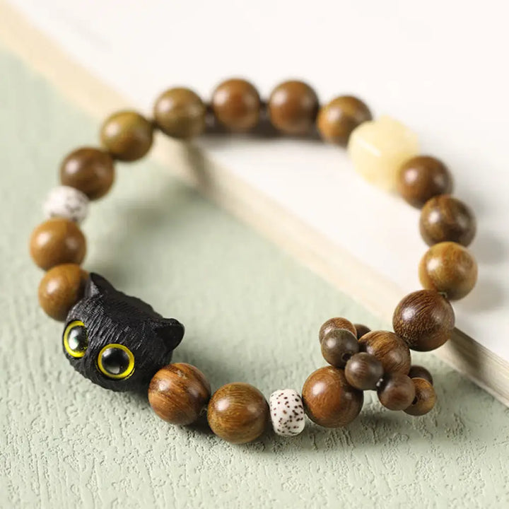 BWOOOH Green Sandalwood Ebony Wood Cat Peace Soothing Bracelet - BWOOOH - Green Sandalwood(Cure♥Positive)(Wrist