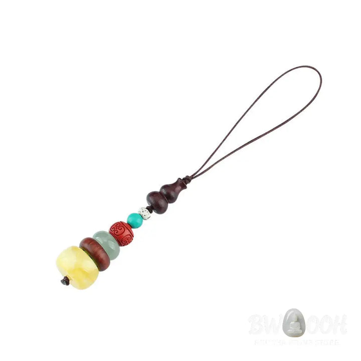 Buddha Stones Green Sandalwood Ebony Wood Gourd Seven Layer Pagoda Positive Phone Hanging Decoration - Phone Hanging