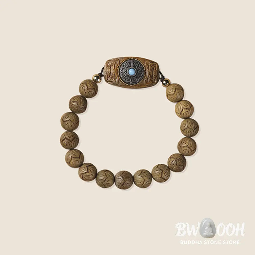 Buddha Stones Green Sandalwood Ebony Wood Sandalwood Om Mani Padme Hum Soothing Bracelet - BWOOOH - Bracelet