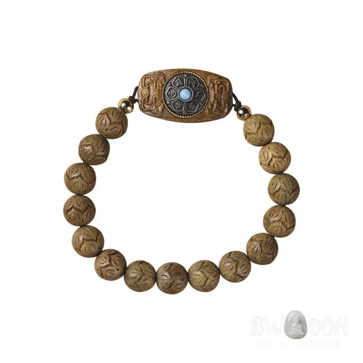 Buddha Stones Green Sandalwood Ebony Wood Sandalwood Om Mani Padme Hum Soothing Bracelet - BWOOOH - Bracelet
