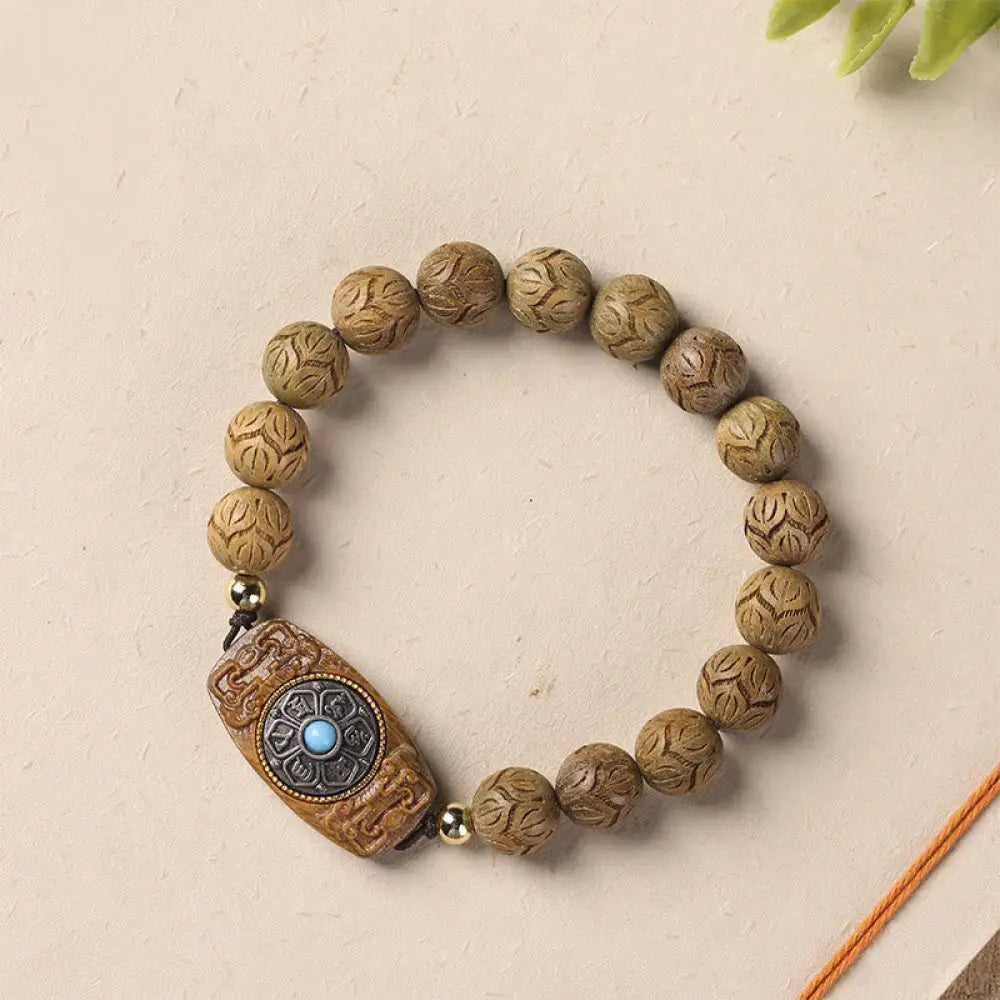 BWOOOH Green Sandalwood Ebony Wood Sandalwood Om Mani Padme Hum Soothing Bracelet - BWOOOH - Green