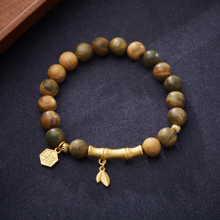 BWOOOH Green Sandalwood Fu Character Bamboo Soothing Bracelet - BWOOOH - Green Sandalwood(Wrist Circumference: